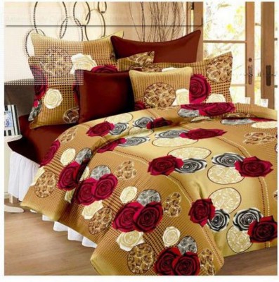 AKSH TRADERS 140 TC Polycotton Double 3D Printed Flat Bedsheet(Pack of 1, Multicolor)