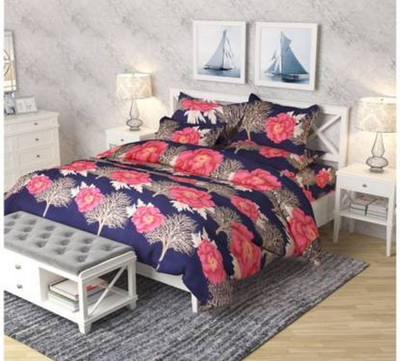 Gangoliya 3D 135 TC Microfiber Double 3D Printed Flat Bedsheet(Pack of 1, Multicolor)