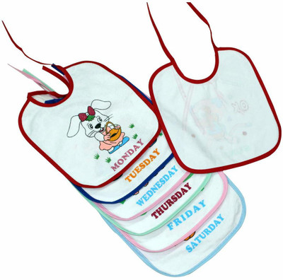 Lappu 7 day bib pack based on the theme of weekdays(White)