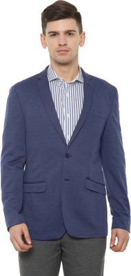 VAN HEUSEN Self Design Single Breasted Casual Men Blazer(Blue)