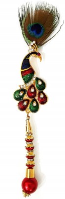 Shri Ram Creations Peacock Shape Metal base Brooch with Mor Pankh Feather and Latkan Brooch(Multicolor)