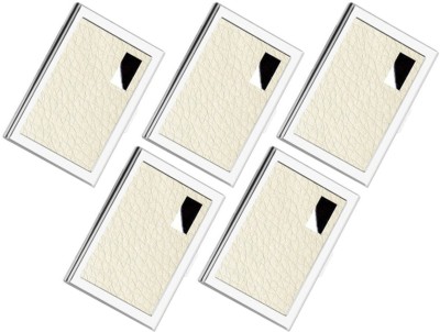 MSNL High Quality Stainless Steel & Synthetic Leather White (Pack of 5) ATM 6 Card Holder(Set of 5, White)