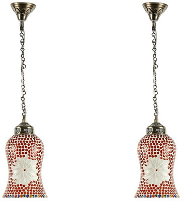 Zuper ANK_08_Mosaic_Multicolor_004(Pack Of 2) Pendant Lamp Ceiling Lamp(Red, White)