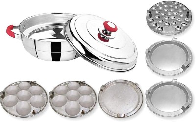 SPRINGWAY Stainless Steel 4 Ltr Supremo-6 Multi Kadai & 6 Stainless Steel Plates Induction Bottom Cookware Set(Stainless Steel, 1 - Piece)