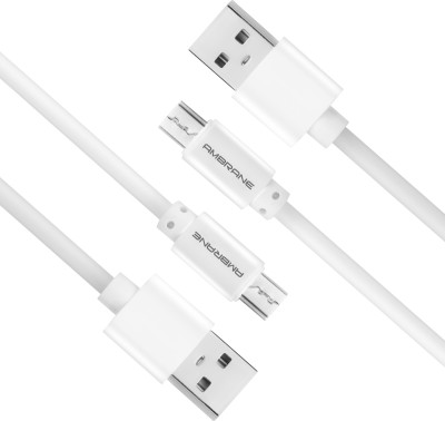 Ambrane ACM-1 1 m Micro USB Cable(Compatible with Android Devices, White, Pack of: 2)