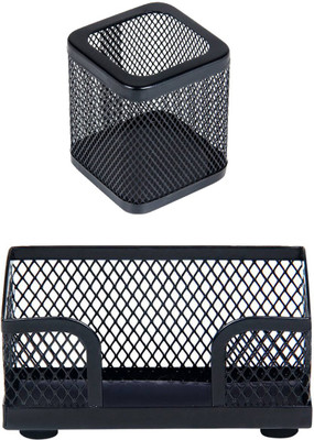 PANKU 1 Compartments Iron Pen Stand(Black)