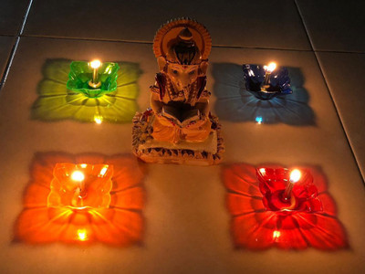IMPECT.E Plastic (Pack of 12) Table Diya Set(Height: 2 inch)