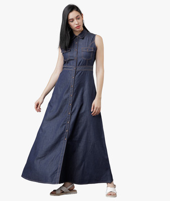 Tokyo Talkies Women Maxi Blue Midi/Calf Length Dress