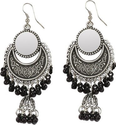 poksi earring jhumki for class women silver color Alloy, Metal Earring Set, Chandbali Earring, Jhumki Earring, Tassel Earring