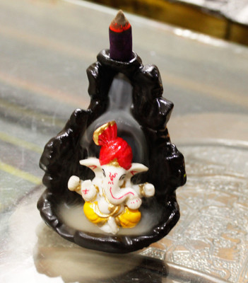 Jiyansh Creation Smoke Fountain, Incense Holder with Ganesh idol and with 10 free Incense Sticks Decorative Showpiece  -  11 cm(Polyresin, Multicolor)