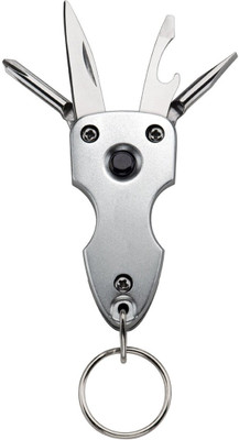 StealODeal Silver Torch 6 in 1 Multitool Heavy Car Key Chain