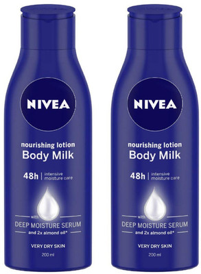 NIVEA Body Lotion( 2 Pc x 200 ml) ( Body Milk ) Deep Moisture(400 ml)