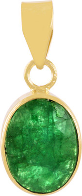 Gems Jewels Online 7.25 Ratti Natural Emerald Gold-plated Emerald Stone Pendant