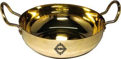 MBS Multi Purpose Brass/Pital Kadhai, 1-Piece, Plain, Gold, 10 * 10 * 3.5 inches, 3500 ml, Heavy Weight (Free Cleaning Scrubber) Kadhai 25 cm diameter 3.5 L capacity  (Brass)