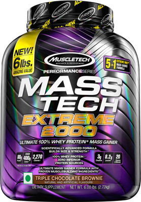 Muscletech Performance Series Tech Extreme 2000 Weight Gainers/Mass Gainers(2.72 kg, Triple Chocolate Brownie)