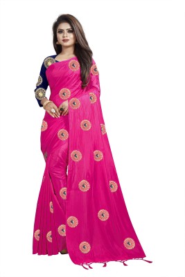 Fancy Fab Self Design, Digital Print, Embroidered, Embellished, Applique, Dyed, Solid/Plain Daily Wear Pure Silk, Art Silk Saree(Pink)