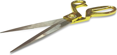 AKSHAT TAILORING SCISSOR 9.5 INCH STAINLESS STEEL SCISSORS GOLD COLOUR HANDLE Scissors(Set of 1, Silver, GOLDEN)