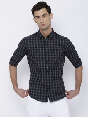 LOCOMOTIVE Men Checkered Casual Black, Grey Shirt