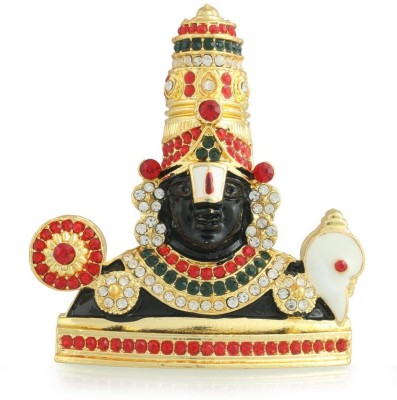 Bansiwal Gold Plated With Stone Lord Tirupati Balaji Statue (15cm) Decorative Showpiece  -  8 cm(Brass, Multicolor)