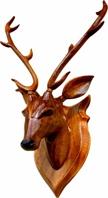 BK. ART & CRAFTS Home decor item “DEER HEAD” Decorative Showpiece  -  45 cm(Wood, Brown)