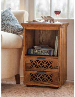 DriftingWood Solid Wood Bedside Table(Finish Color - Teak Finish)