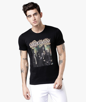 LOCOMOTIVE Printed Men Round Neck Black T-Shirt