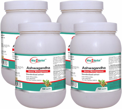 Way2Herbal Ashwagandha 700 Capsules Value Pack of 4(Pack of 4, 2800 Tablets)