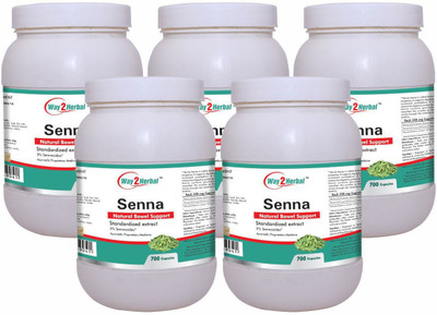 Way2Herbal Senna 700 Capsules Value Pack of 5(Pack of 5, 715 Capsules)