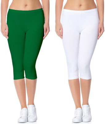 Lili Cotton Lycra 220 GSM Bio-Wash Women Green, White Capri