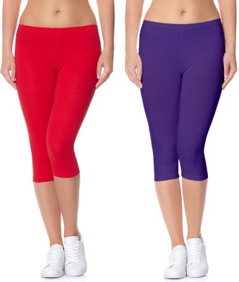 Lili Cotton Lycra 220 GSM Bio-Wash Women Purple, Red Capri