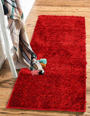 YAZLYN COLLECTION Red Polyester Runner(2 ft,  X 5 ft, Rectangle)