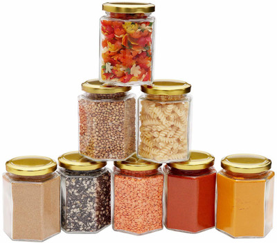 HKC HOUSE Glass Grocery Container  - 220 ml(Pack of 8, Clear)