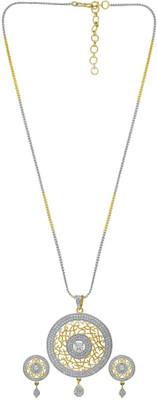 Dzinetrendz Brass Gold-plated White Jewellery Set(Pack of 1)