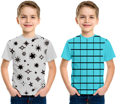 Luke and Lilly Boys Printed Cotton Blend Regular T Shirt(Grey, Pack of 2)
