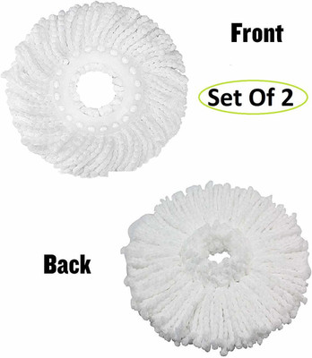 JSN Microfiber Spin Mop Refill Replacement Head Refill 2 Floor Cleaning only Refill Head and Refill(White)