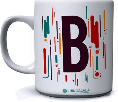 Jhingalala Alphabet Designed Letter B Printed Ceramic Coffee Mug(350 ml)