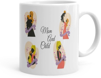 Kesri Gifts Mom And Child Theme (Kg-mc-mug-370P) Ceramic Coffee Mug(325 ml)