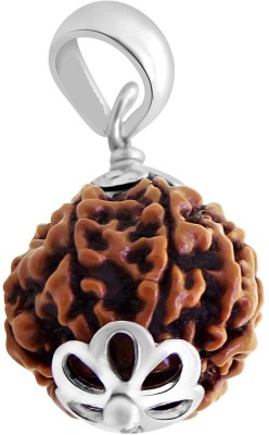 Suruchi Gems & Jewels Certified Natural Six Mukhi (6 face) Rudraksha With Lab Tested Certificate 925 Sterling Silver Wood Pendant