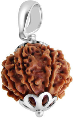 Suruchi Gems & Jewels Certified Natural Nine Mukhi (9 face) Rudraksha With Lab Tested Certificate 925 Sterling Silver Wood Pendant