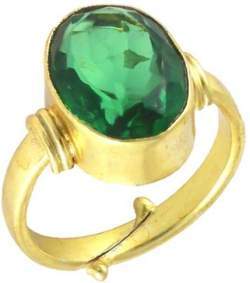 SHYAMKRIPA GEMS 5.25 Carat Original Created Certified Emerald Panna Metal Emerald Gold Plated Ring