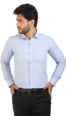 Corporate Club Men Solid Formal Blue Shirt