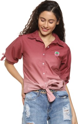 CAMPUS SUTRA Women Dyed/Ombre Casual Maroon Shirt