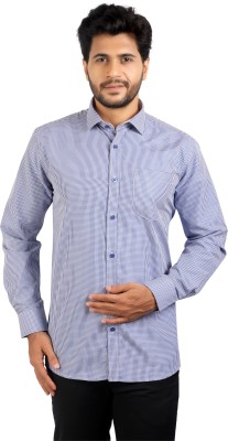 Corporate Club Men Self Design Casual Dark Blue, White Shirt