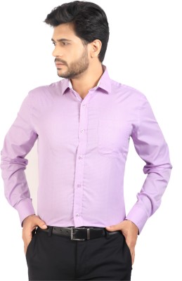 Corporate Club Men Self Design Formal Pink Shirt