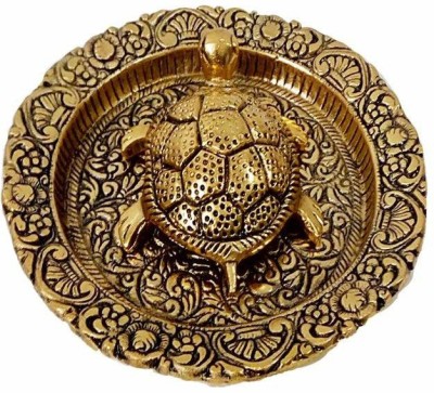Delhi Gift House Handmade Brass Vastu Fengshui Tortoise Turtle, Energy Viber, Lucky Charm For Home Offices Decorative Showpiece - 4.7 cm (Brass, Gold) Decorative Showpiece  -  16 cm(Brass, Gold)