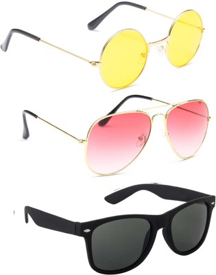 ELLIGATOR Round, Aviator, Wayfarer Sunglasses(For Men & Women, Yellow, Pink, Black)