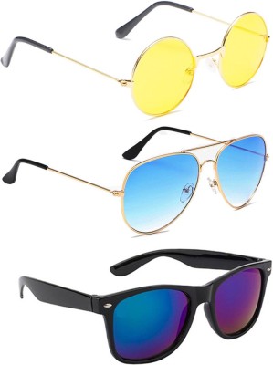 ELLIGATOR Round, Aviator, Wayfarer Sunglasses(For Men & Women, Yellow, Blue)