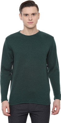 Allen Solly Self Design Round Neck Casual Men Green Sweater