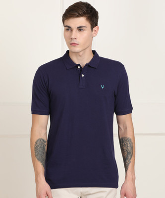 Allen Solly Solid Men Polo Neck Dark Blue T-Shirt