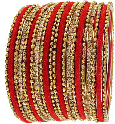 Zulka Get Your Traditions Metal Zircon Bangle Set(Pack of 22)
